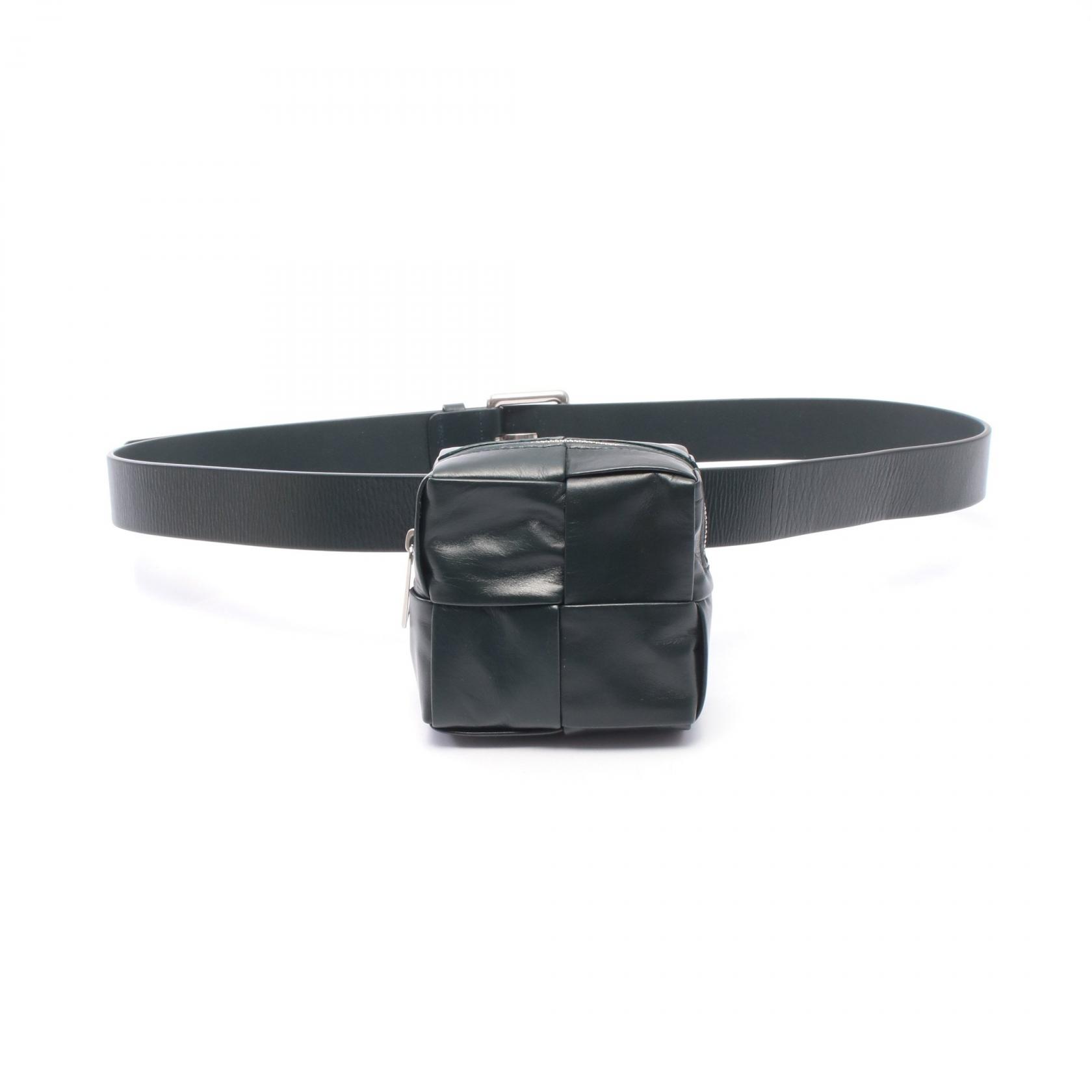 [二手] Bottega BOTTEGA VENETA Cassette Maxi Intrecciato 迷你腰包，深綠色皮革