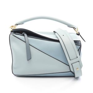 【二手】 LOEWE Puzzle Bag 小號兩用手提包，淺藍色皮革，女士，二手