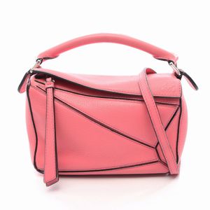 【二手】 LOEWE Puzzle Bag Mini 兩用粉紅色皮革手提包，女士，二手 B