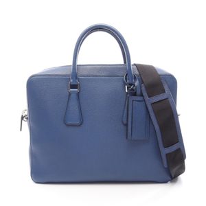 【中古】 プラダ PRADA ブリーフケース VITELLO GRAIN 2WAY ブルー レザー トライアングルロゴ ブリーフケース メンズ Used A