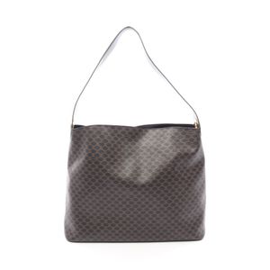 【中古】 セリーヌ CELINE ショルダーバッグ マカダム ダークブラウン/ブラック PVCコーティングキャンバス レザー マカダム ショルダーバッグ レディース Used B
