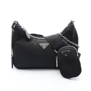 【二手】Prada PRADA 2005 復刻版單肩包 2WAY 黑色尼龍 Saffiano 皮革 2005 復刻版 2way 單肩包 女士 二手 A