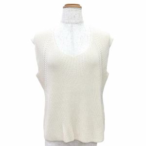 Excellent condition △HERMES 66-7724 Sleeveless Knit Vest Simple Design Ivory Size 34 Made in Italy Authentic Women's Recommended◎