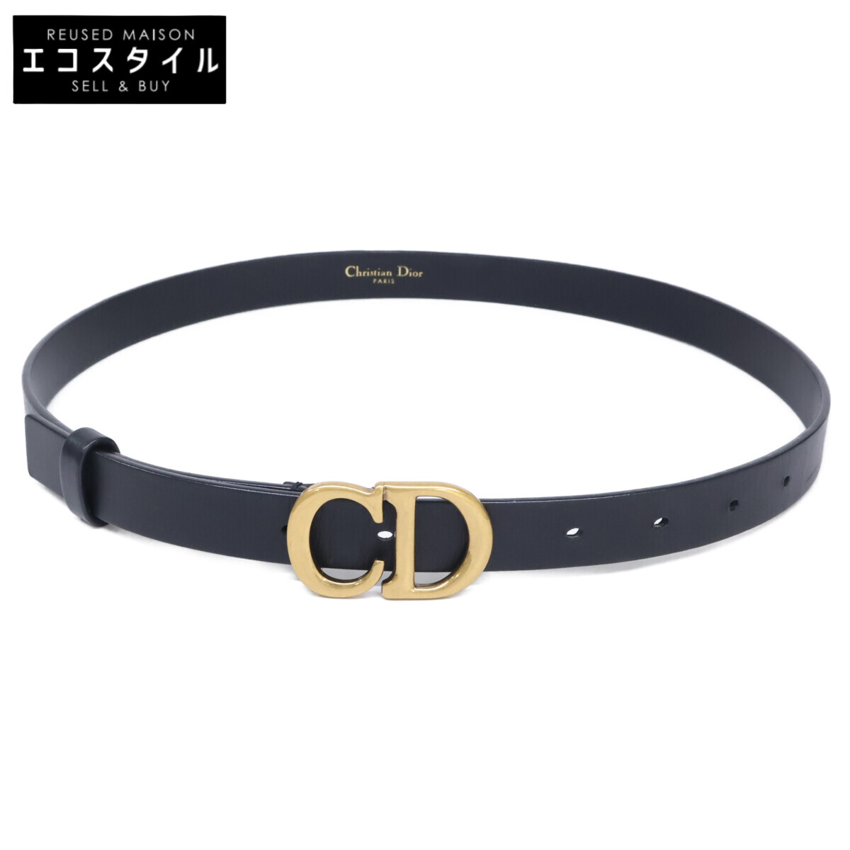 Christian Dior 60-MA-0250 CD 扣環皮革窄款包，75 號 [二手]