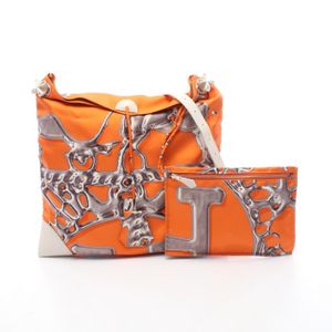 【中古】 エルメス HERMES ショルダーバッグ シルキーシティPM オレンジ/ホワイト シルク シルキーシティPM レディース Used A