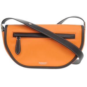 Excellent condition Burberry Olympia leather shoulder bag in orange/black, item number 0420 [Used] BURBERRY