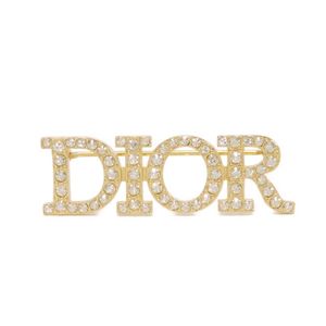 Used Dior Dio Revolution Metal Gold Unused Logo Crystal Rhinestone CLEAR Brooch V0454DVOCY_D301