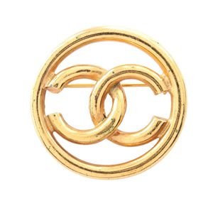 [Used] Chanel Vintage Coco Mark Brooch, Gold Plated (GP), Women's Brooch, Used B