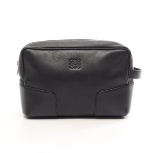 【二手】 LOEWE第二手拿包 Anagram 黑色皮革 Anagram 手拿包 男女通用款