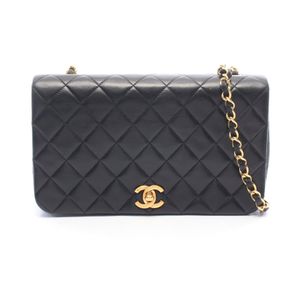 【สินค้ามือสอง】 ชาแนล CHANEL กระเป๋าสะพายไหล่ Full Flap Matelassé สีดำ หนังแกะ (Lambskin) กระเป๋าสะพายไหล่โซ่ Full Flap Matelassé สำหรับผู้หญิง