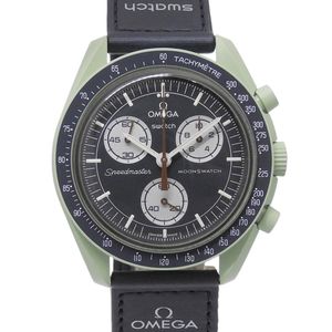 OMEGA Mission on EARTH Speedmaster Moonwatch Swatch Collaboration SO33G103 Ceramic Quartz Chronograph Navy Dial Women's Watch [Used]