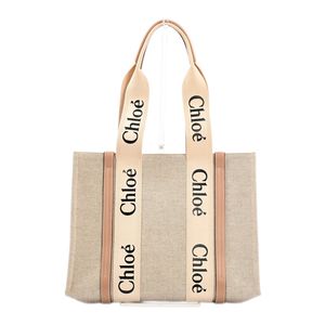 [二手] Chloe Chloe中型托特包 CHC21US383E66268 帆布 米色