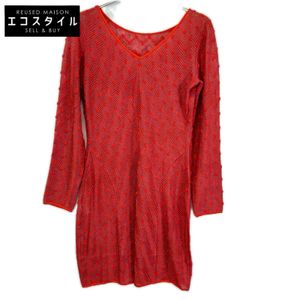 Missoni red linen-cotton blend zigzag pattern dress (no size tag) [Used]