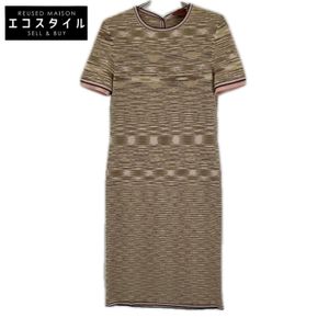 Missoni Brown Wool Nylon Striped Knit Dress, Size 46 [Used]