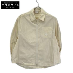 Moncler 23SS SHIRT Ivory Cotton Logo Patch Zip-Up Shirt Jacket Size 40 [Used]