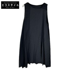 Mefuu (芽風) 09125038 Black Stripe Asymmetrical Sleeveless Dress Size 38 [Used]