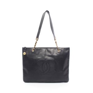 [Used] Chanel CHANEL Tote Bag, Coco Mark, Black, Caviar Skin (Grained Calf), Coco Mark Chain Tote, Women's, Used A