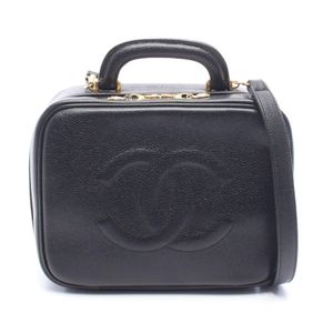 [Used] Chanel CHANEL Handbag Coco Mark Black Caviar Skin (Grained Calf) Coco Mark Vanity 2-way Shoulder Women's Used B
