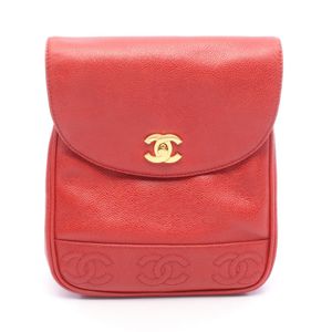 【二手】香奈兒 (Chanel) 三重可可標誌RED魚子醬紋小牛皮（粒面小牛皮）三重可可標誌鏈背包