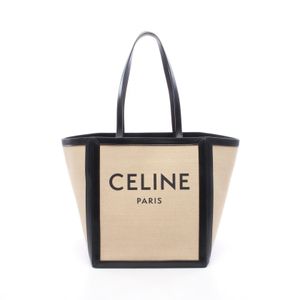【中古】 セリーヌ CELINE トートバッグ ラージ スクエア カバ 19753 2PD 01VK ヴァニラ/ブラック キャンバス レザー ラージ スクエア カバ レディース Used A
