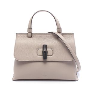 [Used] Gucci GUCCI Handbag Bamboo Daily 2WAY 370831 Gray Leather Bamboo Daily 2-way Handbag Women's Used A