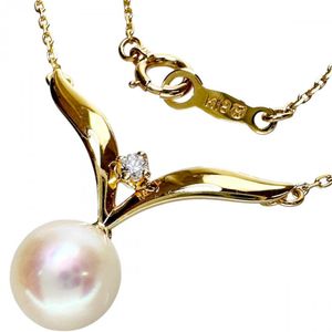 MIKIMOTO Akoya珍珠7.0mm 1顆鑽石項鍊 K18金 2.5公克 42公分 女士款 [二手]