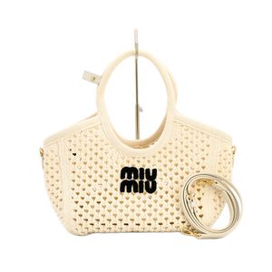 [สินค้ามือสอง] มิวมิว MIU MIU กระเป๋าถือ Ivy Bag 5BA284 ผ้าตาข่าย/คอตตอน สีขาว