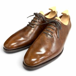 全新 John Lobb Marldon 真皮平頭全裁正裝鞋，ブラウン，英國製造，男士，帶鞋盒。