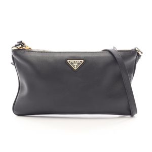 【二手】Prada PRADA 單肩包，三角形飾片，黑色Plate，三角形Logo單肩包，女士，二手