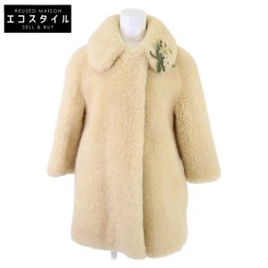 Gucci, excellent condition, domestically sold, genuine RAVE LIKE YOU ARE FIVE 637810 flower corsage shearling boa fur coat, size 42 [Used]