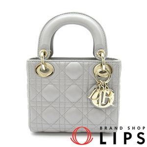 กระเป๋าถือ Dior Lady Dior Mini 2WAY รุ่น M0505OWCB หนังแกะ สำหรับผู้หญิง
 สีเทา【สินค้ามือสอง】