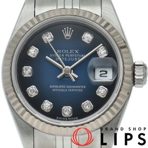 勞力士 Datejust 女士腕錶 10P 鑲鑽 藍色漸層 Datejust 女士腕錶 79174G(Y) K18WG/SS 藍色拋光 2002 年 極佳成色 [二手]