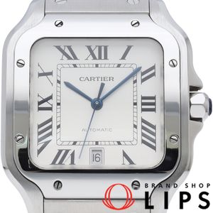 卡地亞 Santos de Cartier 腕錶 LM Santos De Cartier WSSA0009，附原廠錶盒、保固卡，不鏽鋼材質，男士腕錶，銀色，拋光處理，成色極佳 [二手]