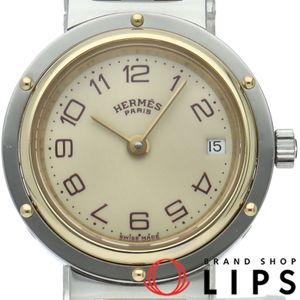 นาฬิกาข้อมือสตรี Hermes รุ่น Clipper ตัวเรือน GP/SS หน้าปัดสีแชมเปญ พร้อมกล่องและใบรับประกัน สภาพสวยผ่านการขัดเงาแล้ว [มือสอง]