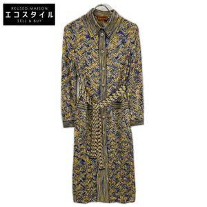 Missoni Blue x Yellow Rayon Multicolor Shirt Dress, Size 42 [Used]