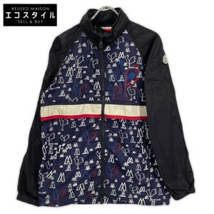 Moncler 【GENIUS】1952 18SS ALLOS Black x Tricolor All-over Print Drawstring Double Zip Nylon Hoodie Size 1 [Used]