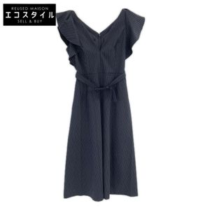 ANAYI 2025 model, navy poly-rayon ruffle shoulder dress [Used]