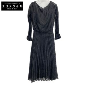 Emporio Armani 6H2A802NMBZ Black Pleated Polka Dot Georgette Midi Dress, Size 38 [Used]