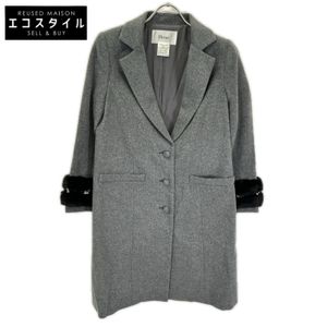 Rene 6638130 16AW Gray 100% Wool Chester Coat with Mink Fur Trim, Size 36 [Used]