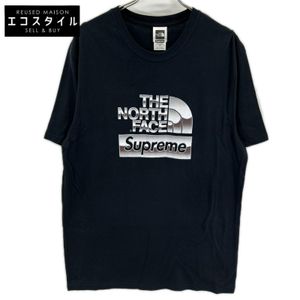 The North Face 노스페이스 【×Supreme】18SS NT31808I 블랙 Metallic Logo Tee L【중고】