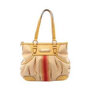 【中古】 セリーヌ CELINE トートバッグ マカダム クロコ型押し イエロー レザー キャンバス マカダム トートバッグ レディース Used A