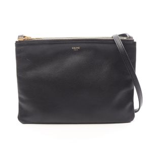 【中古】 セリーヌ CELINE ショルダーバッグ TRIO LARGE トリオ ラージ ブラック レザー トリオ ラージ レディース Used A