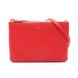 【中古】 セリーヌ CELINE ショルダーバッグ TRIO SMALL トリオ スモール レッド レザー トリオ スモール レディース Used A