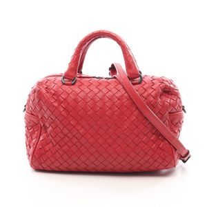 【二手】BOTTEGA VENETA 手提包 Intrecciato 2WAY 红色 皮革 Intrecciato 2way 迷你波士顿包 女士 Used A