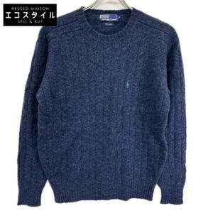 Polo Ralph Lauren 海軍藍 100% 羊毛針織套頭衫，飾有迷你小馬刺繡，S 碼 [二手]