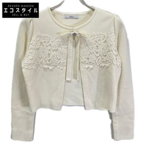 Rene 6242200 22AW 象牙色緞帶蕾絲長袖針織開襟衫 36 碼 [二手]