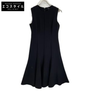 Theory 01-4105203 24SS Black Tailor Crepe SL Seam Vol DR Sleeveless Dress Size 2 [Used]