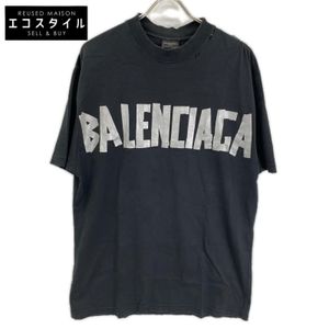 Balenciaga 739784 男女通用 24 年黑色 Tova9 膠帶標誌 T 卹 XXS [二手]