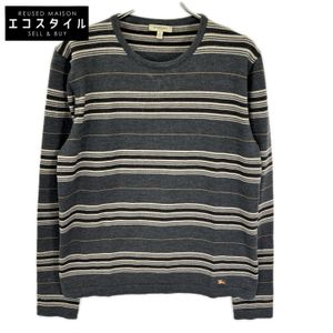 Burberry Grey x Beige Border Merino Wool Knit Top, Size S [Used]