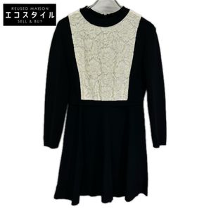 Valentino JB3KD01W241 Black Flower Lace Bicolor Dress One-Piece L [Used]